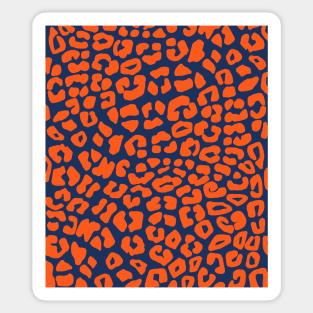 Blue and Orange Leopard Spots Print Pattern Sticker